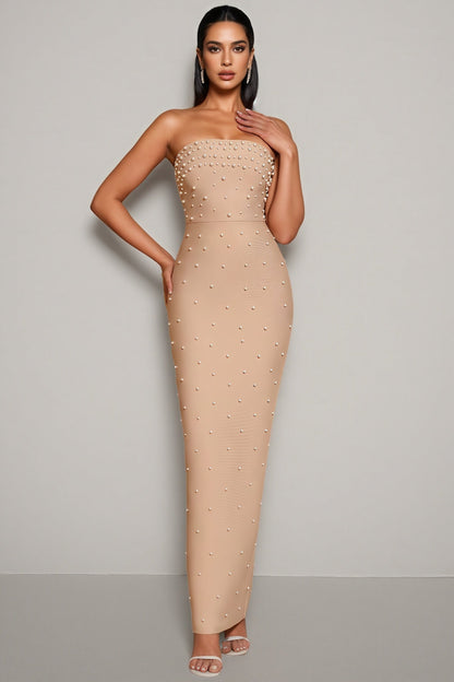 Sevyn Strapless Pearl Maxi Dress