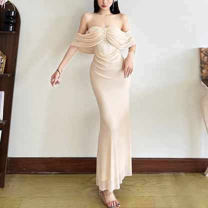 Off - the - shoulder flowing evening dress