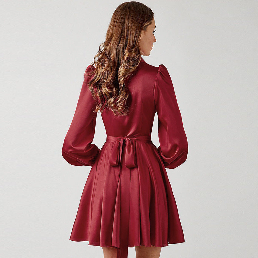 Meet And Greet Satin Drape Dress Wine