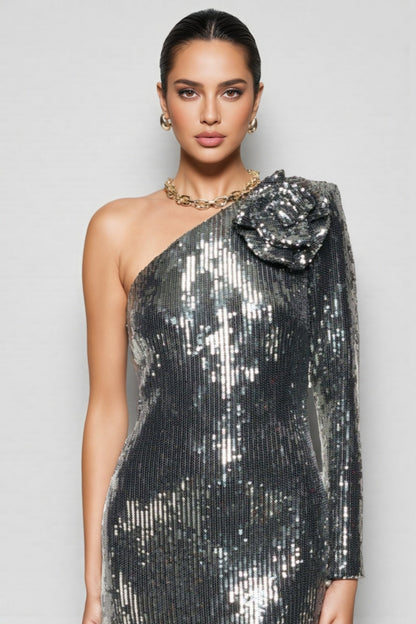 Carl 3D Floral Sequin Maxi Dress