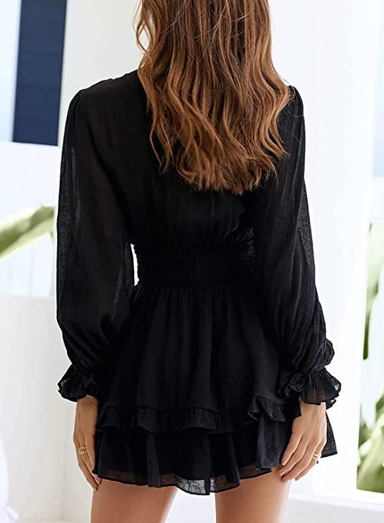 Cartwheel Lace Tiered Cutout Dress Black