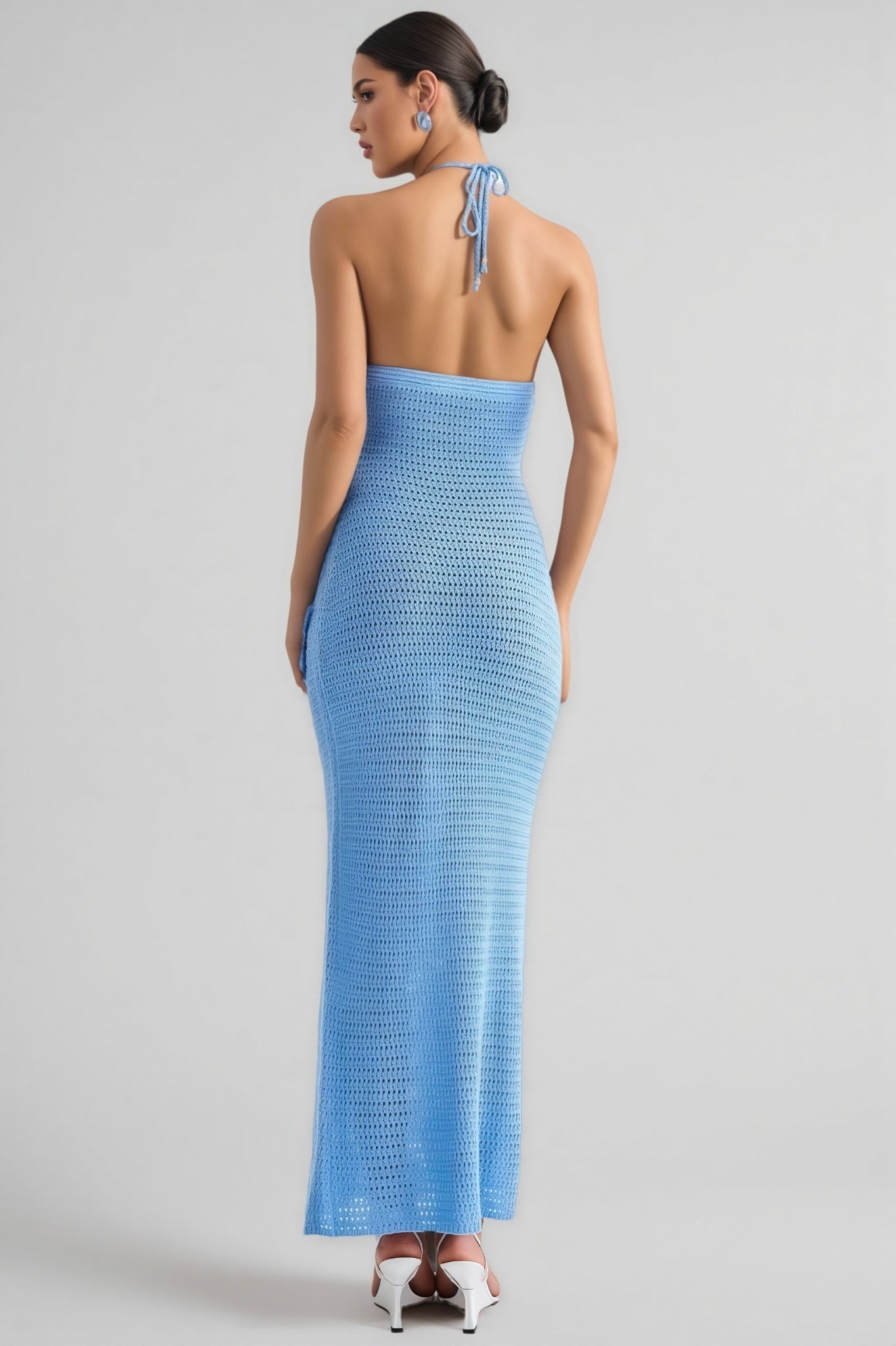 Remyed Openwork Knit 3D Floral Maxi Dress
