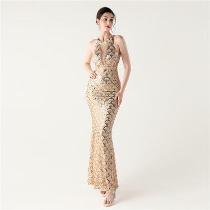 Slim Fit Hip Sequined Evening Dress