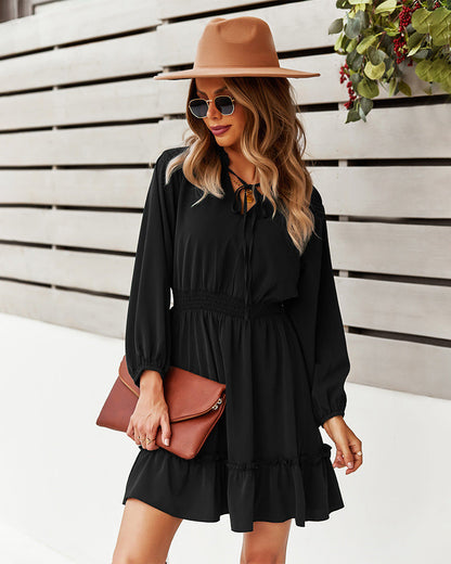 Indy Billowed Ruffle Dress Black