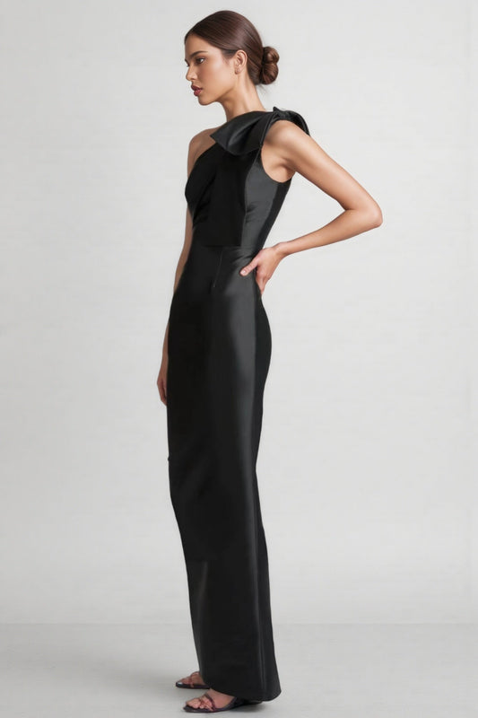 Jojo Bow One-Shoulder Maxi Dress