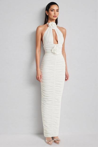 Wooh 3D Floral Neck Maxi Dress