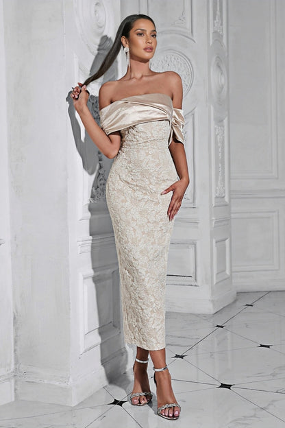 Janeeva Sheath Back Split Slim Midi Dress