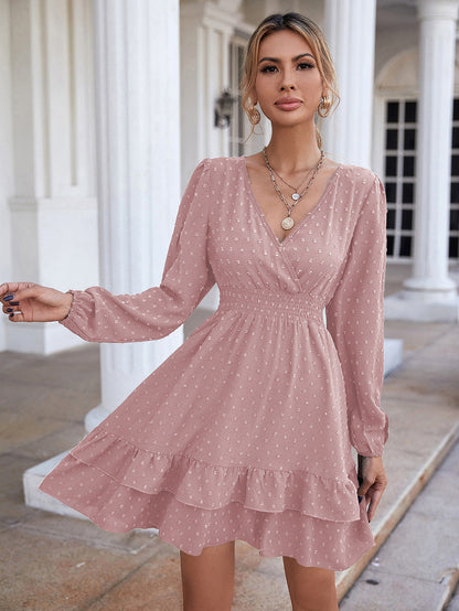 Use Your Imagination Smocked Metallic Tie Dress Latte