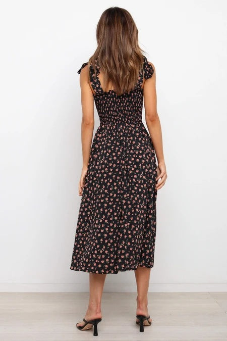 Alanis Floral Smocked Mini Dress Navy