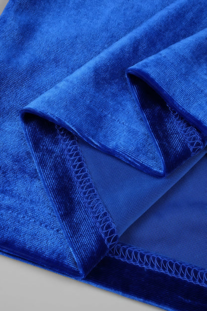Liornd Blue Split Backless Maxi Dress