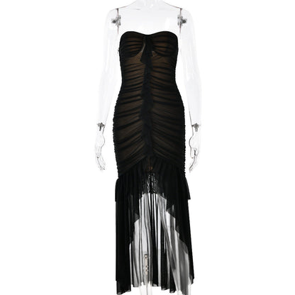 Tube Top Sleeveless Backless Dress Slim Mid Length Dress