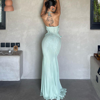 Butterfly Halter Neck Hollow Dress