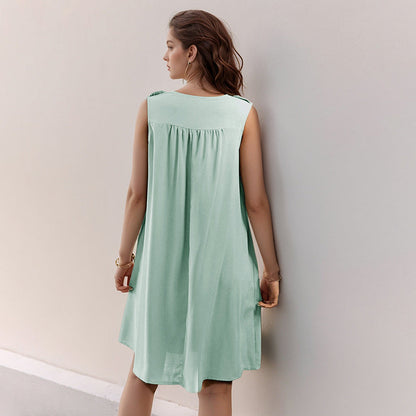 Pleated Sleeveless Dress