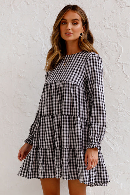 Urika Cotton Blend Plaid Babydoll Dress FINAL
