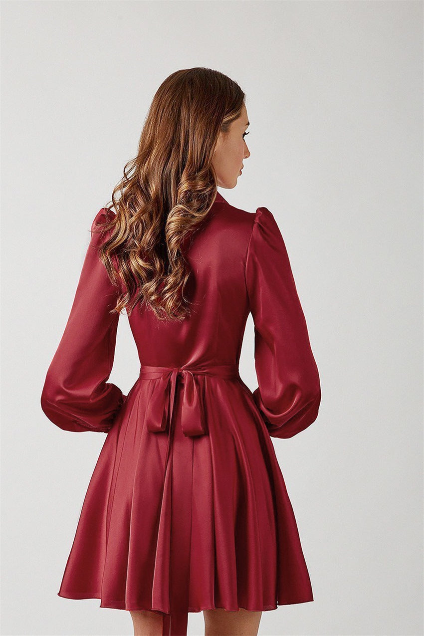 Meet And Greet Satin Drape Dress Wine
