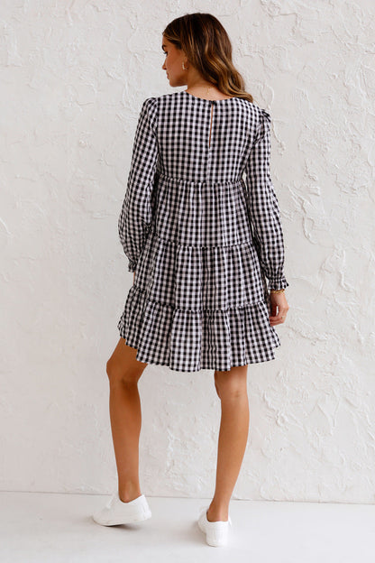 Urika Cotton Blend Plaid Babydoll Dress FINAL