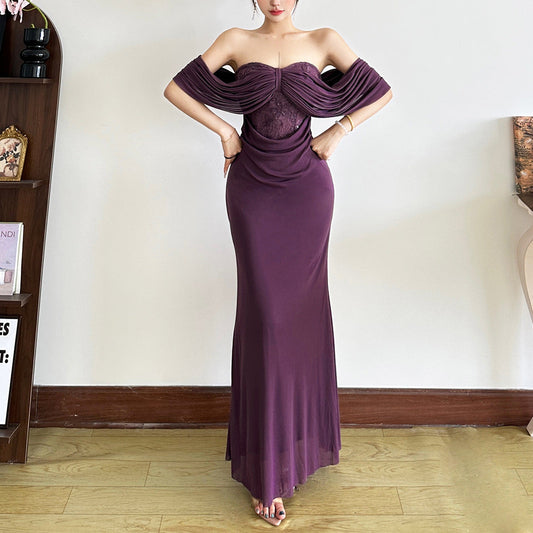 Off - the - shoulder flowing evening dress
