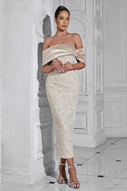 Janeeva Sheath Back Split Slim Midi Dress