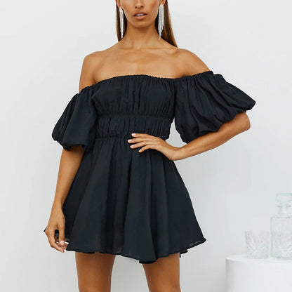 Liveliest Off The Shoulder Asymmetrical Dress Black