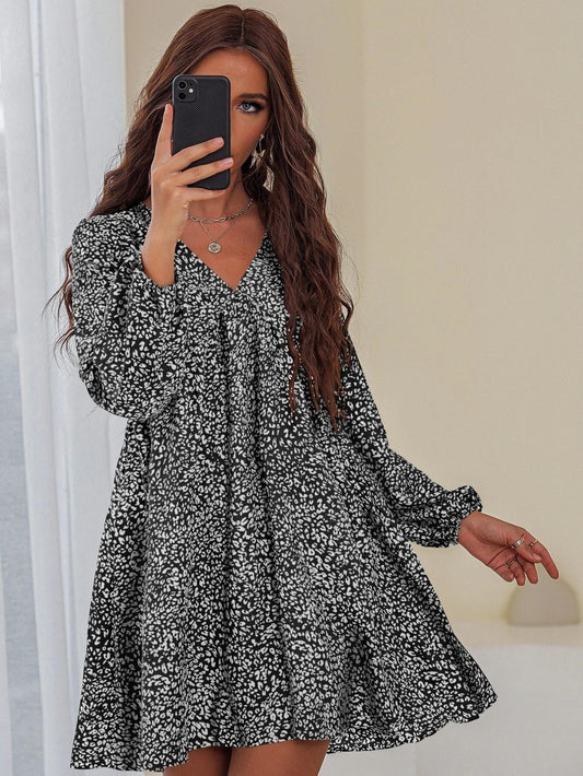 Skylar Printed Tie Dress Black FINAL