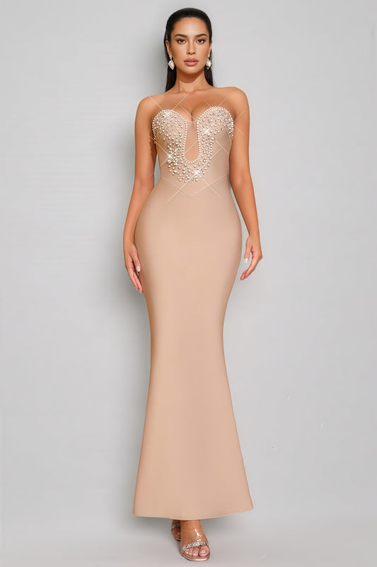 Iuana Sleeveless Beaded Bandage Maxi Dress