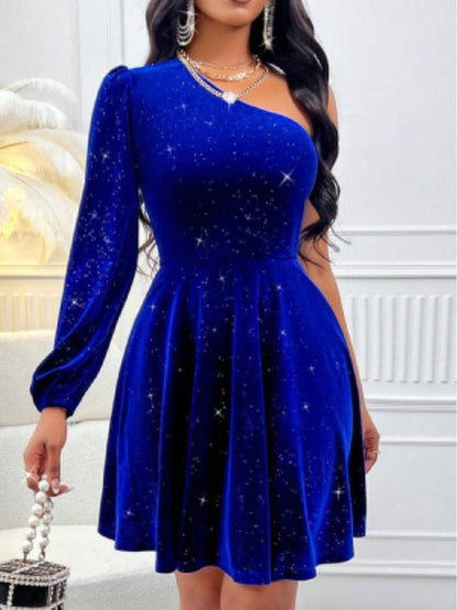 Maricela Timeless Women's Evening Dress with Asymmetric Cut and Glitter Effect Elevated Occasion Wear