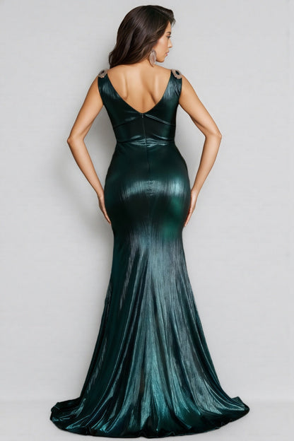 Quik Sleeveless Foil-Print Slit Maxi Dress