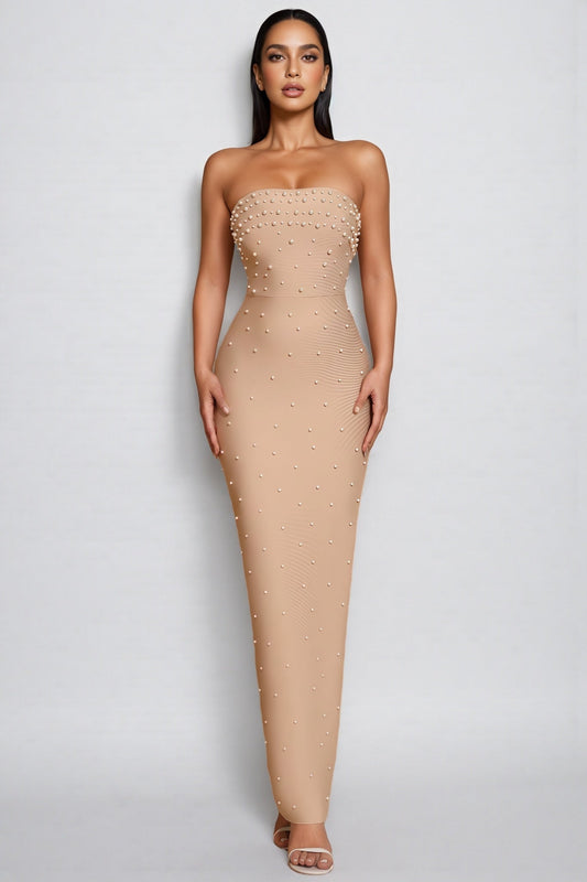 Sevyn Strapless Pearl Maxi Dress