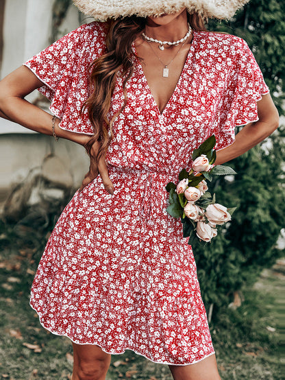 Layva Printed Ruffle Tiered Dress Mauve