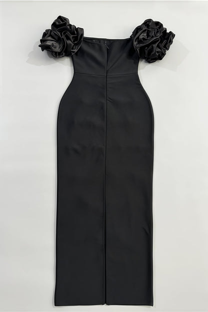 Helesa Off Shoulder Pearl Bandage Maxi Dress