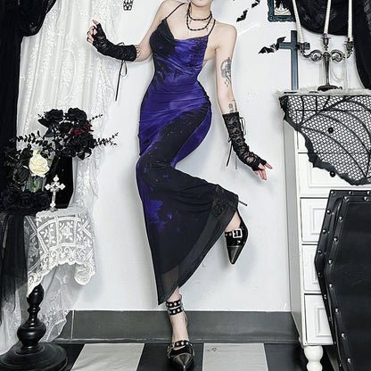 Dark Forest Print Sling Dress