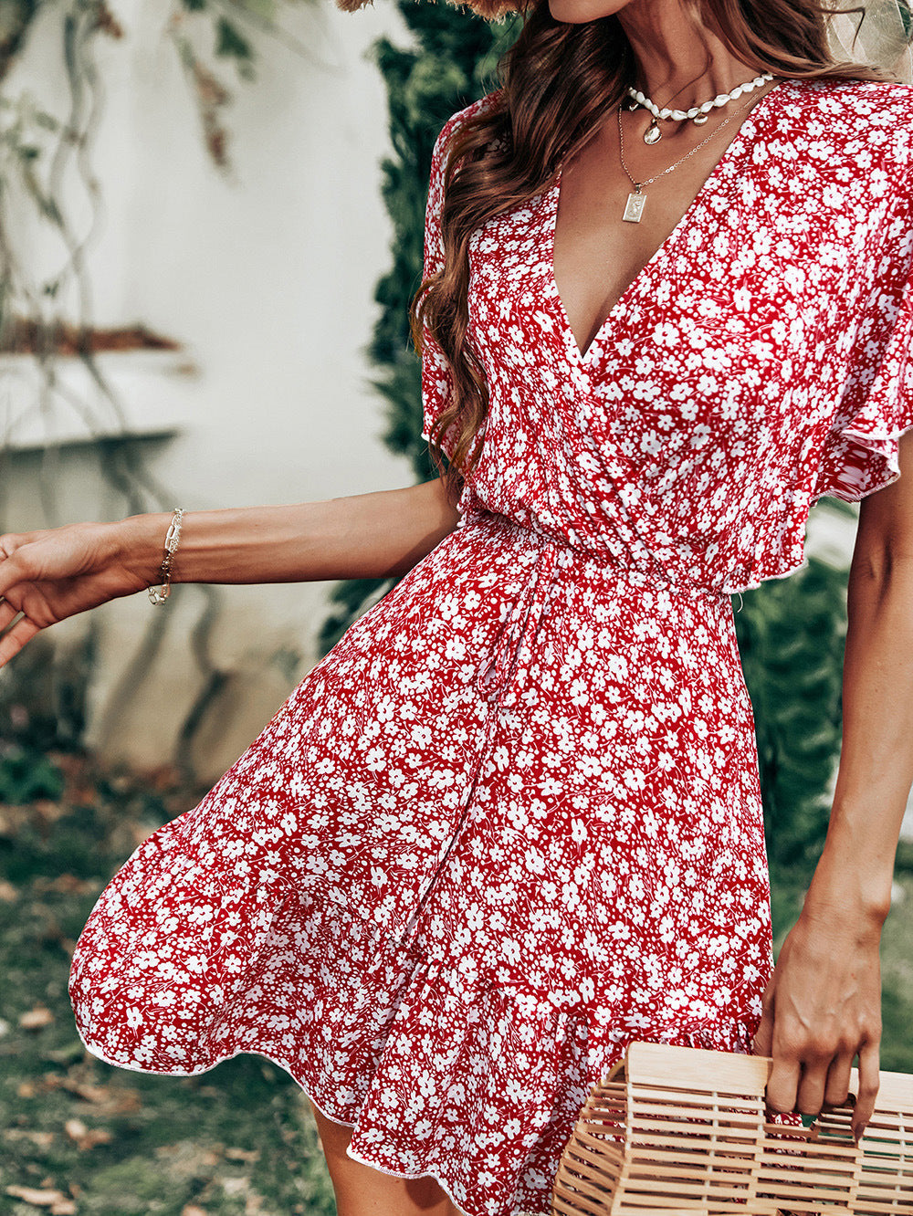 Layva Printed Ruffle Tiered Dress Mauve