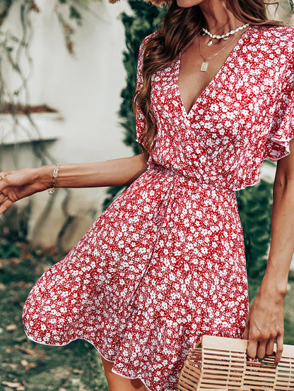 Layva Printed Ruffle Tiered Dress Mauve