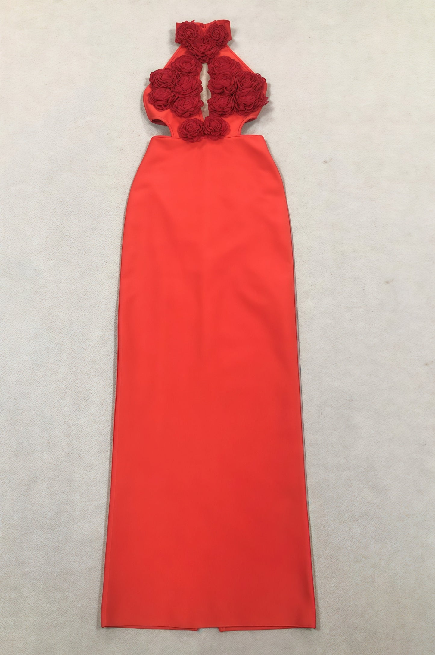 Toven Backless Red Floral Maxi Dress