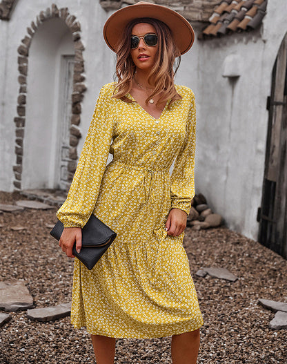 Sunshine On My Mind Floral Babydoll Dress Mustard