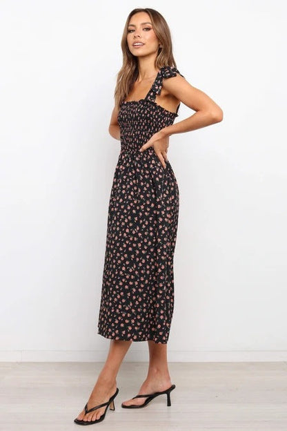 Alanis Floral Smocked Mini Dress Navy