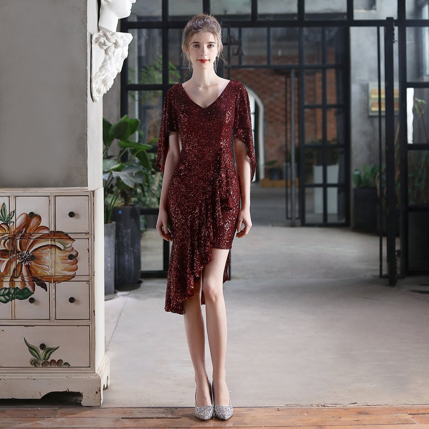 Cocktail Evening Colorful Sequin Short Dress Party Gathering Small Dress Fairy