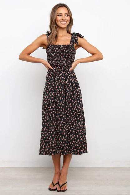 Alanis Floral Smocked Mini Dress Navy
