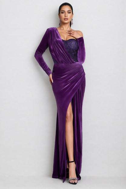 Lopez Purple Sequin Maxi Dress