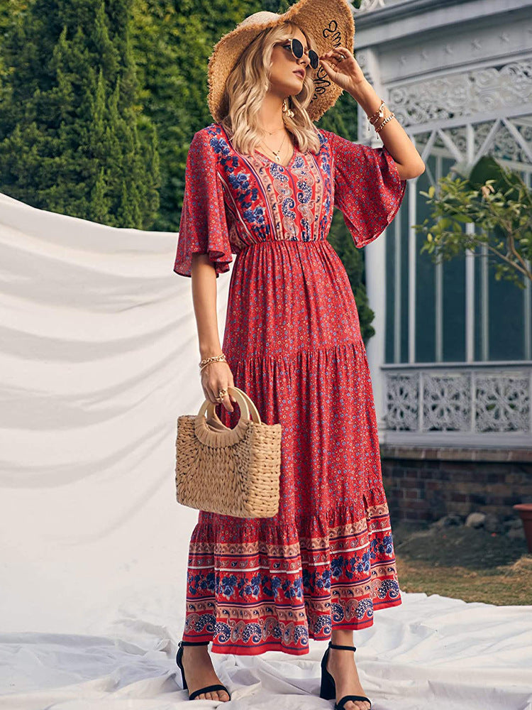 Jayleen Printed Smocked Midi Dress FINAL