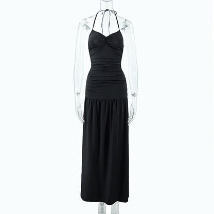 Halter Slim Fit Backless Hip Side Slit Maxi Dress