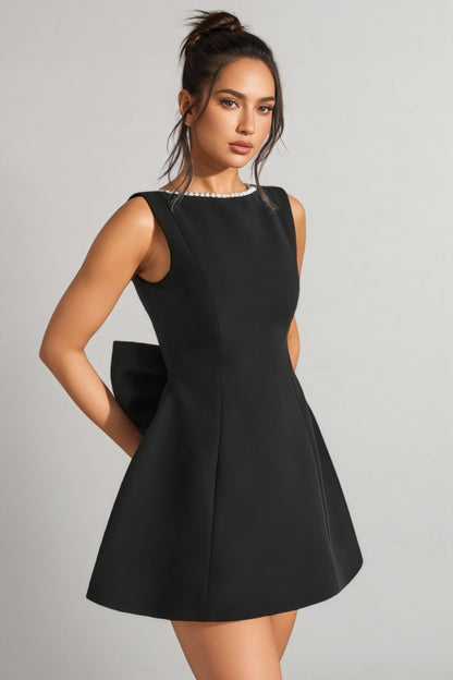 Opal Black Backless Bow Mini Dress