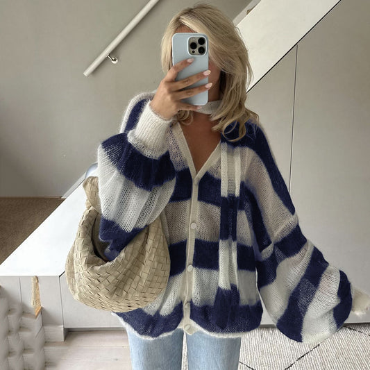 Classic Casual Striped Cardigan