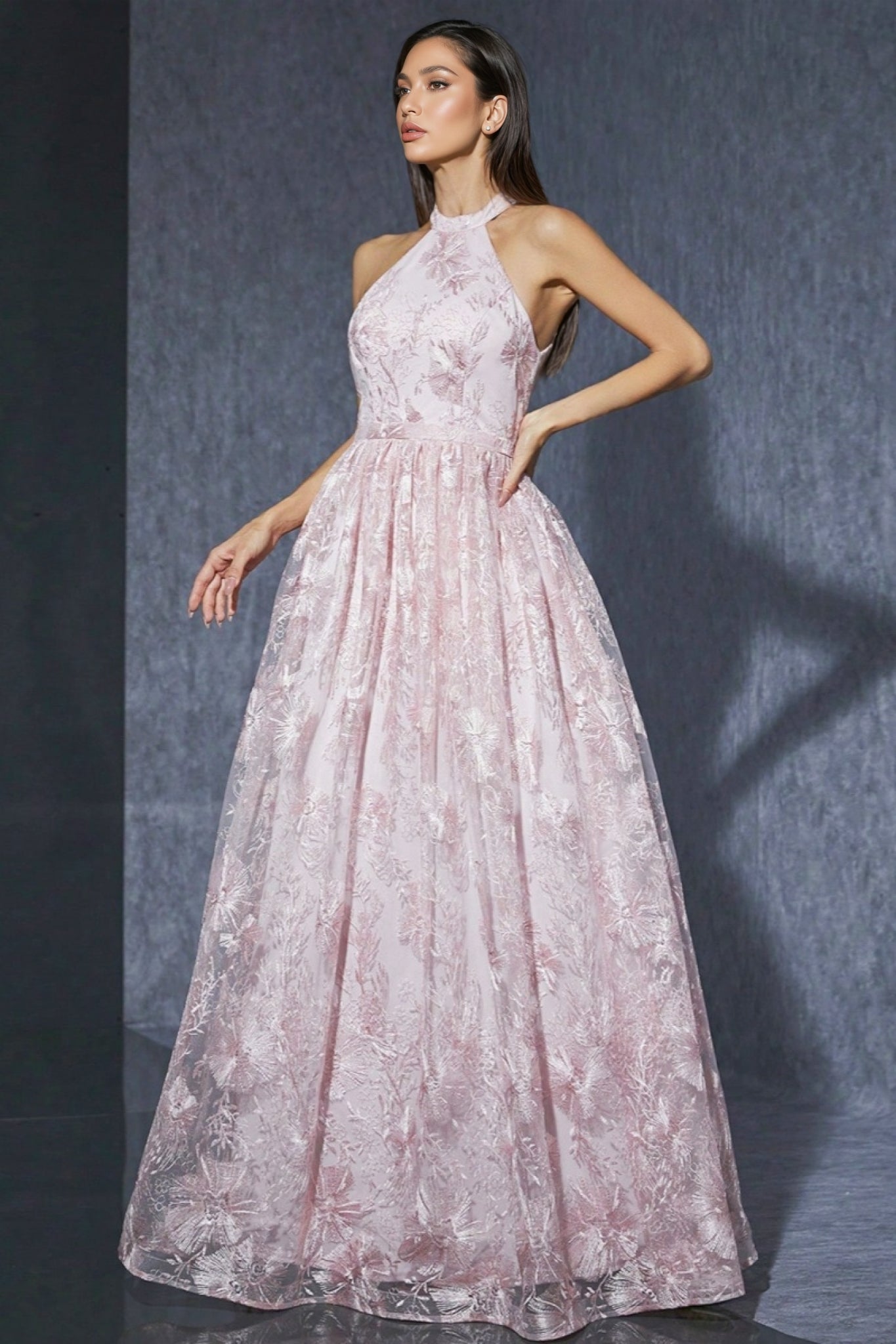Bea Neckline Pink Mesh Maxi Dress