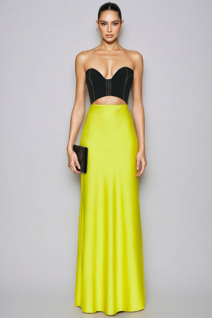 Raine Black Top Green Maxi Dress Set