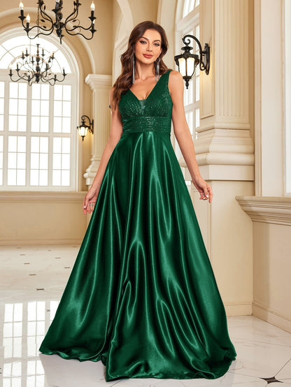 Deep V Plunge Dress Backless Sequin Slim Fishtail Bridesmaid Cocktail Evening Dress