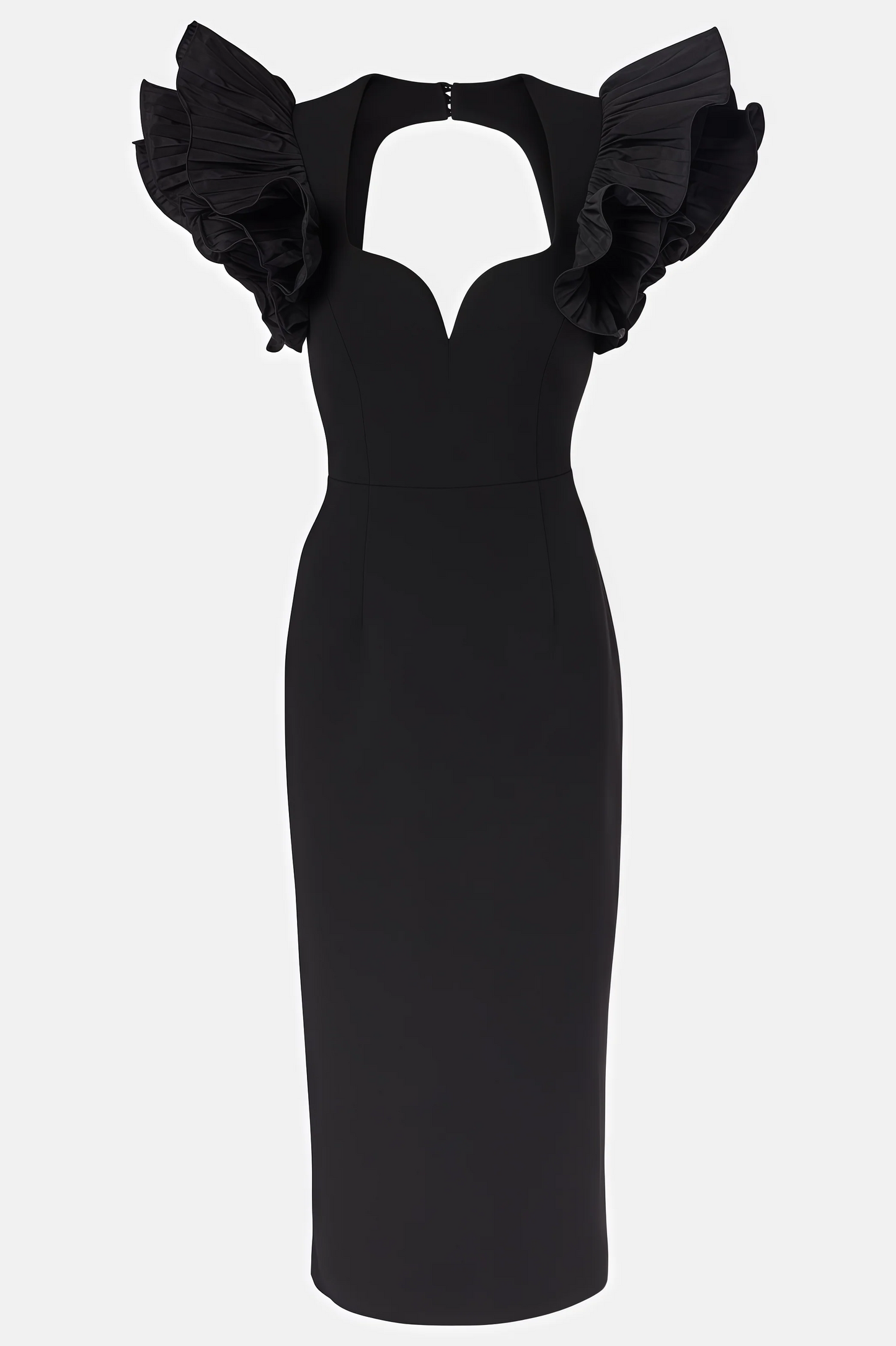 Starsha Black Puff Sleeve Midi Dress