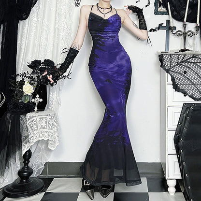 Dark Forest Print Sling Dress
