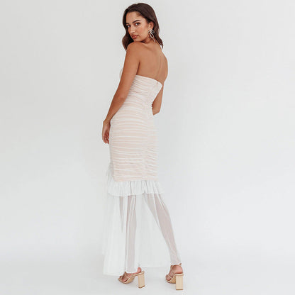 Tube Top Sleeveless Backless Dress Slim Mid Length Dress