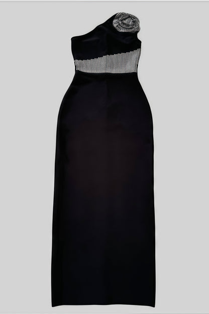 Evelda Sleeveless Rhinestone Floral Maxi Dress